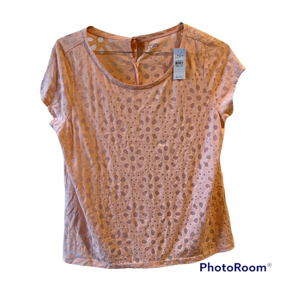 NWT Ann Taylor Loft Ribbon Tie Back Floral Mesh Panels Top Large
